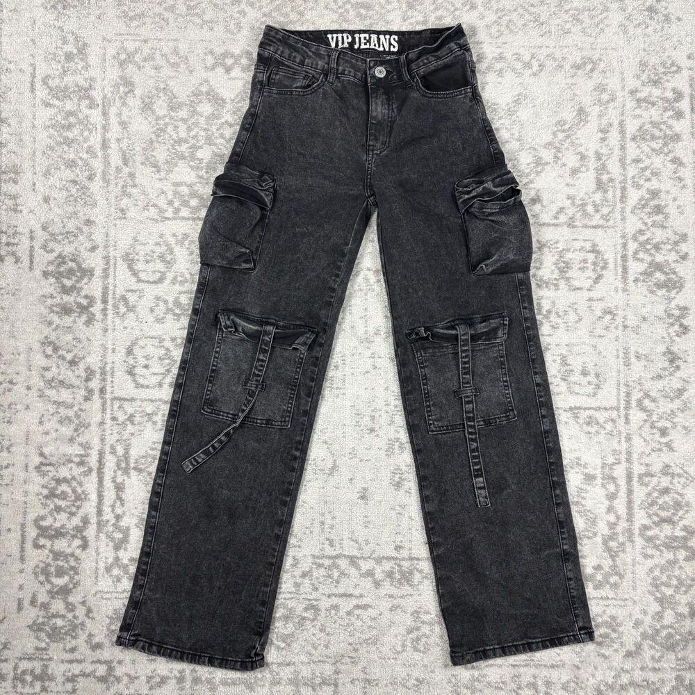 VIP Jeans Women's Cargo Utility Denim Baggy Wide Leg Y2K Streetwear Size 5/27